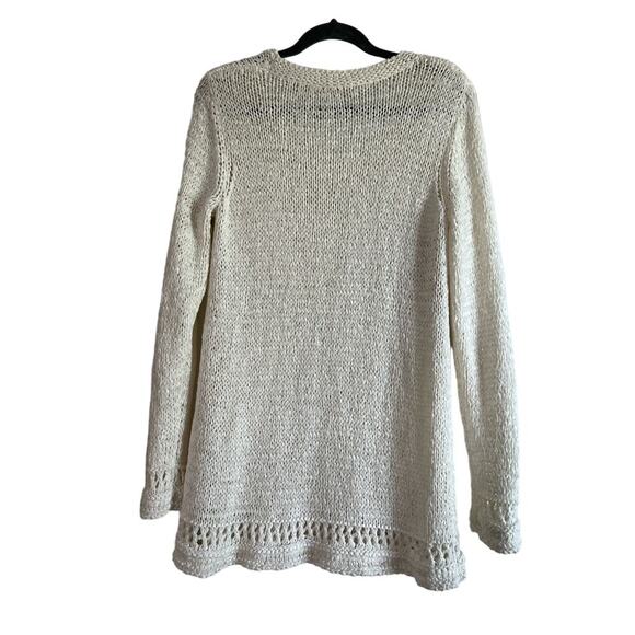 Soft Surroundings Whote Cream Open Crochet Knit Tunic Top Sz M - Picture 3 of 5